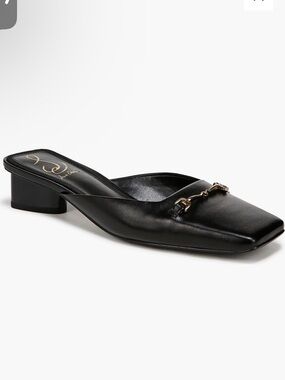 Sam Edelman Black Leather Slip-On Mule with Gold Bit